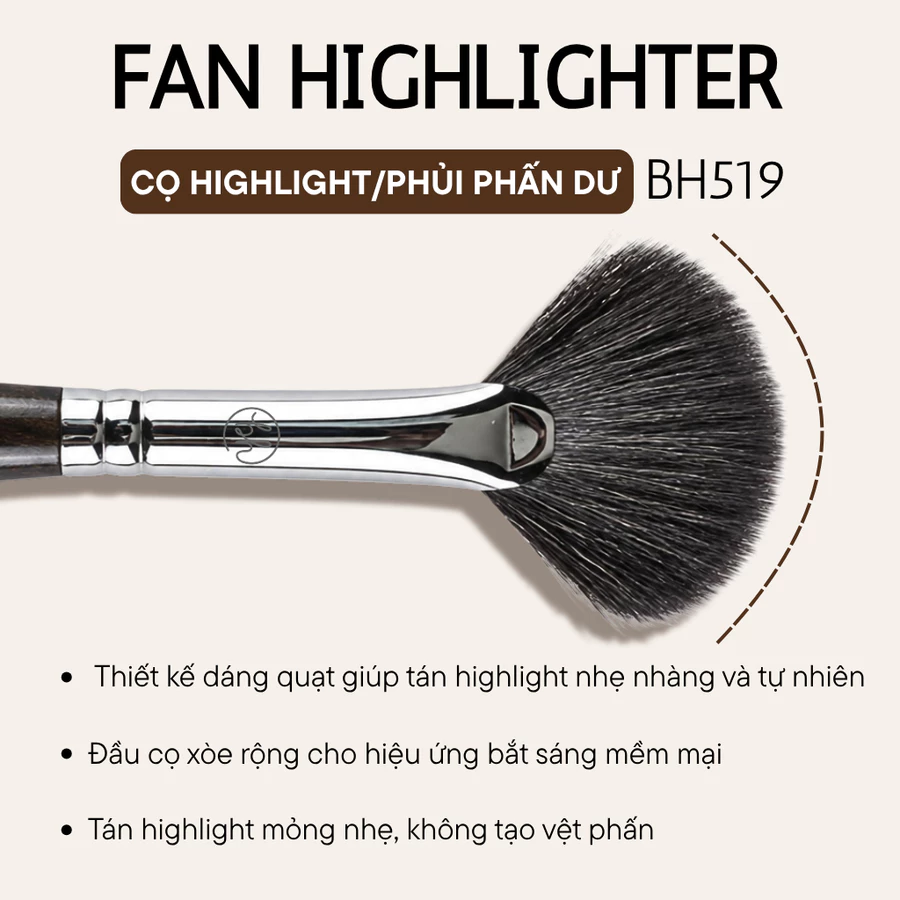 Cọ Highlight Hình Quạt BH Cosmetics Fan Highlighter Brush BH519